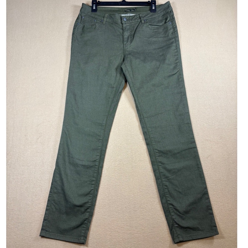 Prana Kara Pants Womens 12/31 Short Olive Green Organic Cotton Straight Leg
